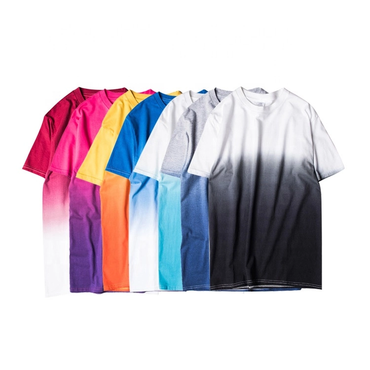 220 Gms High Quality Gradient Color Fashion Street Style Tilt Dye Printing Cotton T Shirt Men