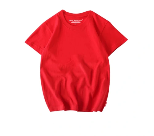 Red Custom Printed Cotton Short Sleeves Women T Shirt