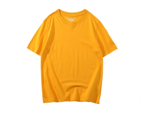Yellow Custom Printed Cotton Short Sleeves Women T Shirt