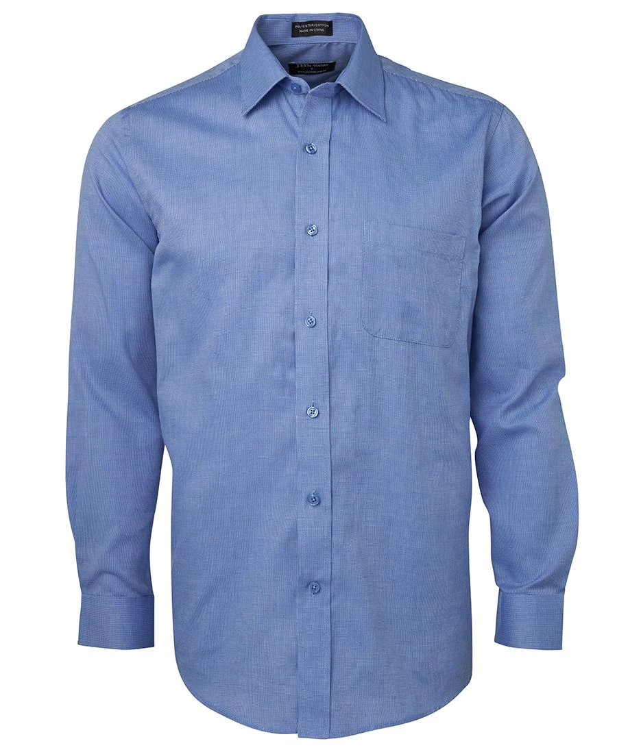 Long Sleeve Checked Light Blue Business Shirt   Embroidered With Your Logo