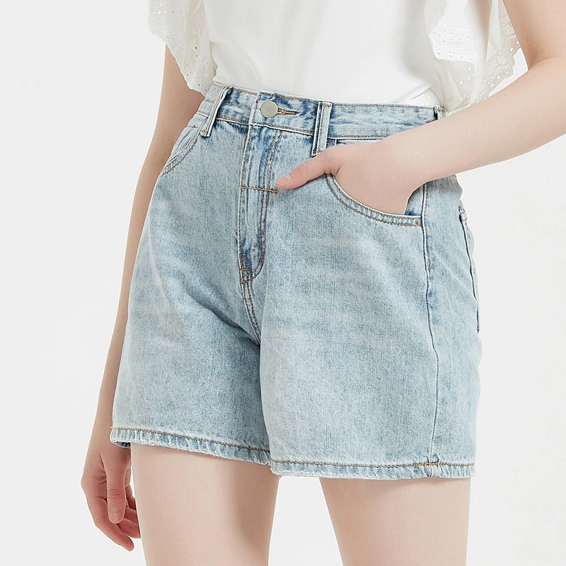 Fashionable Jeans Shorts Pants 2022 Women High Waist Denim Shorts Casual Loose Straight Blue Jean Shorts For Ladies