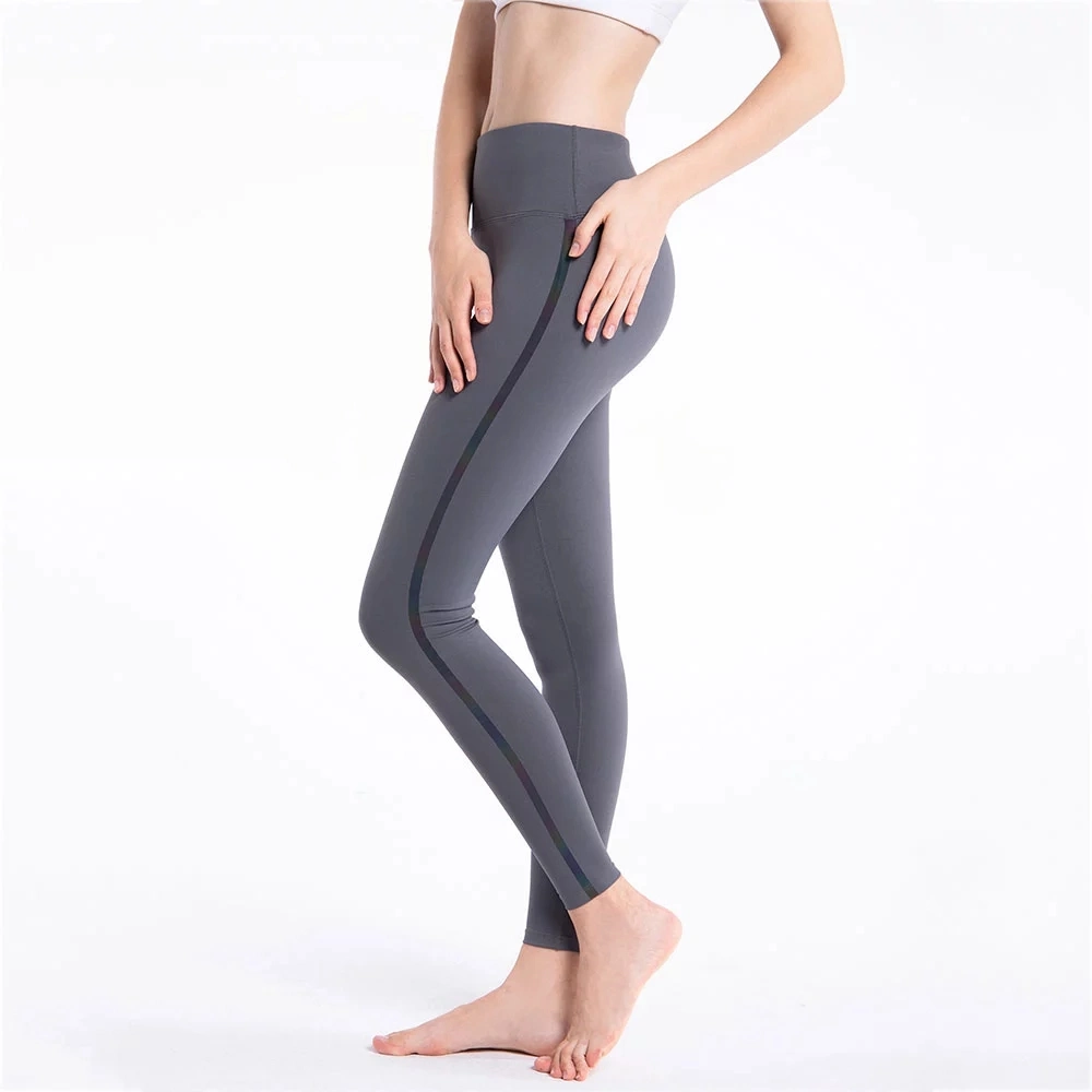 Rion Sports Leggings Women Reflective Stripe High Waist Yoga Pants Tummy Control Leggings Gym Tights Workout Fitness Leggins